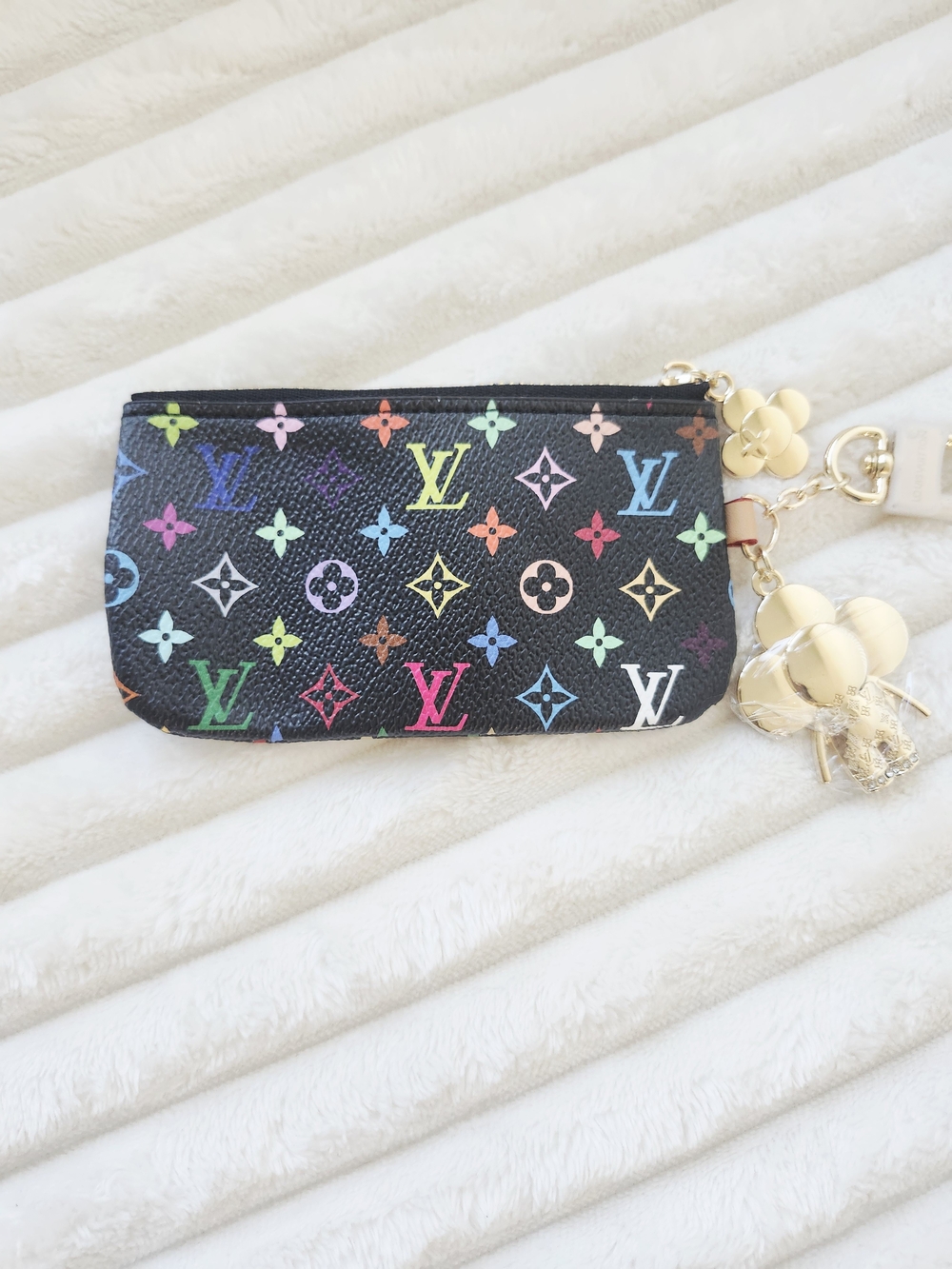 Louis Vuitton Multicolore Monogram Pochette Cles Key Pouch Black Coin Case - Picture 3 of 7